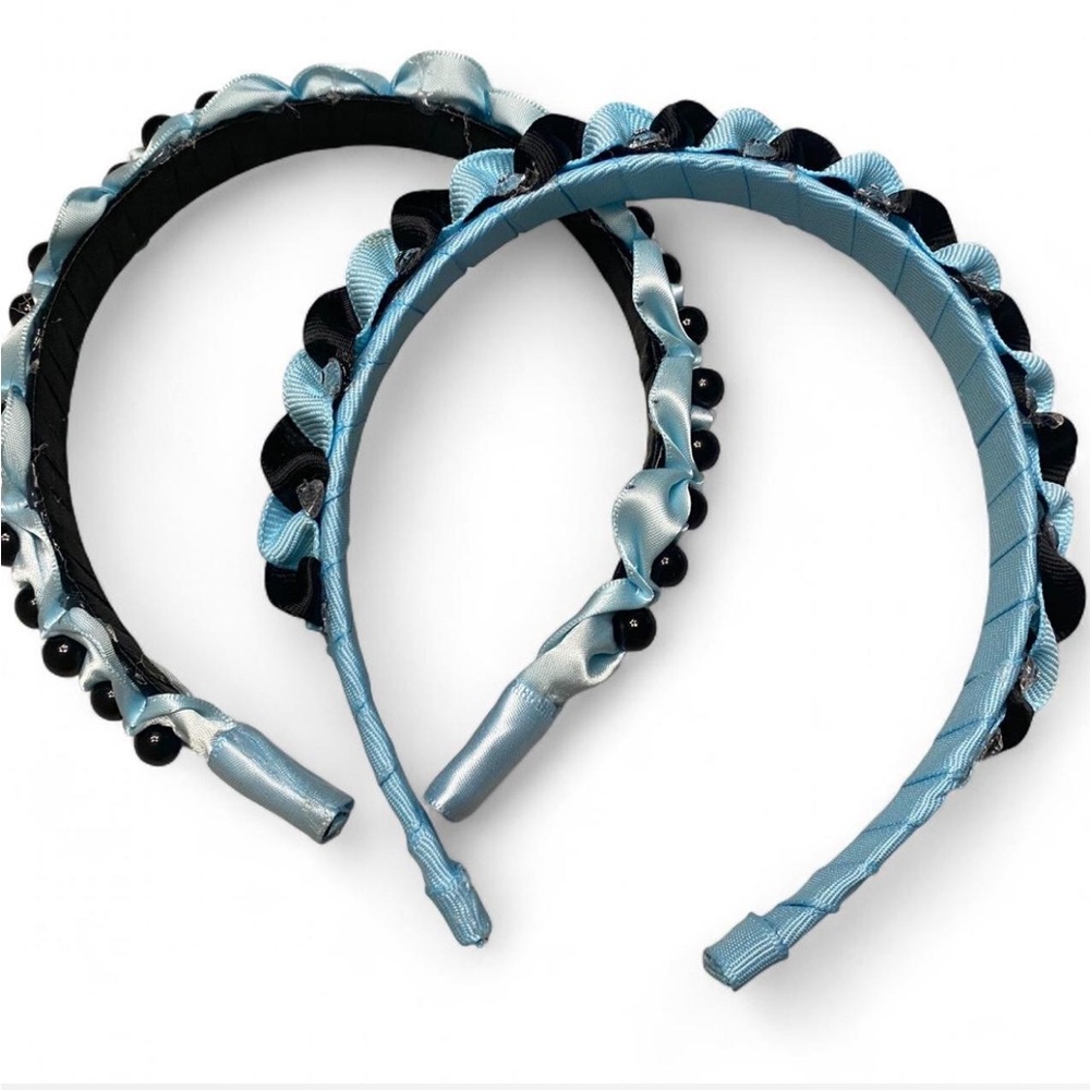 Hand Crafted Blue and Black Beaded Headbands